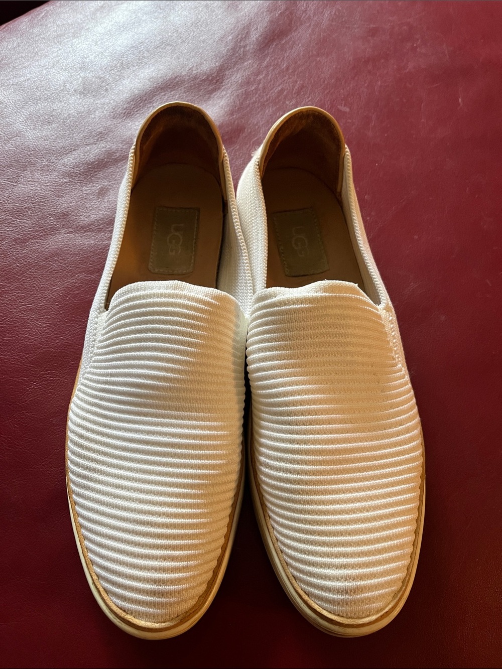 UGG woman Cream Slip-On Textured Loafers, 8.5